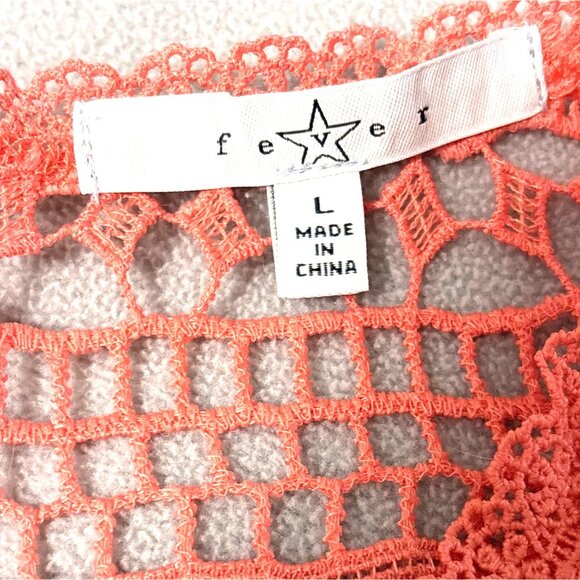 Womens Coral Crochet Lace Top Large By Fever Festival Coachella Fairy - Picture 3 of 6